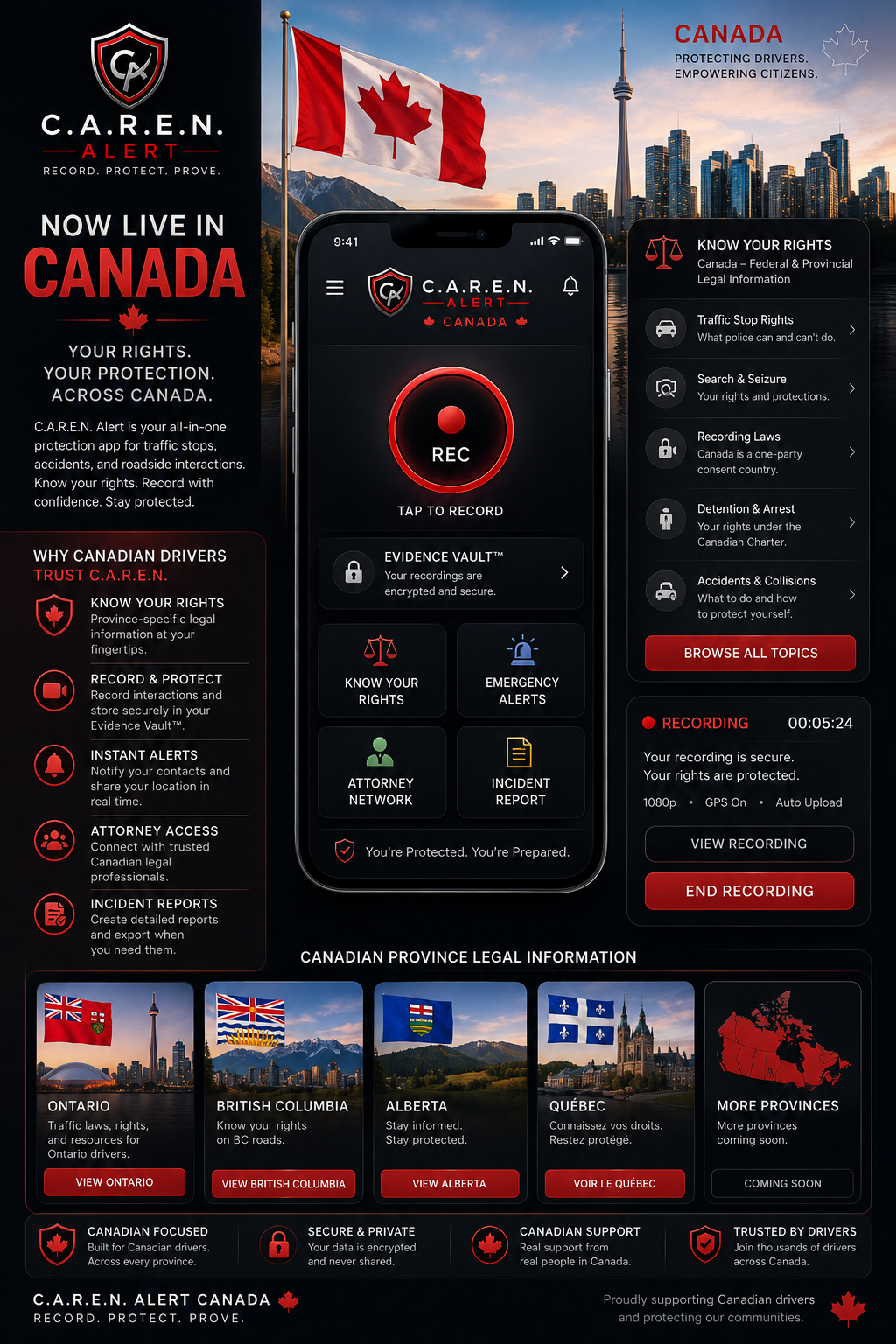 C.A.R.E.N. Alert Canada — Know Your Rights, Record & Protect, Attorney Network, Incident Reports
